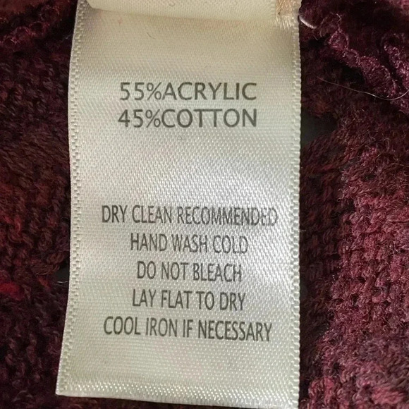 Ecru Style Size M Burgundy Fancy Stitch V Neck Cardigan Sweater Open Weave NEW - Picture 8 of 11